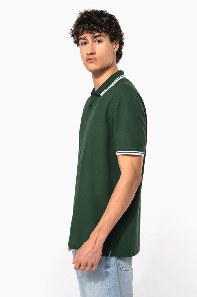 Polo homme manches courtes à liserés contrastés
