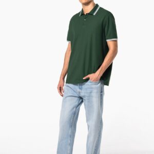Polo homme manches courtes à liserés contrastés
