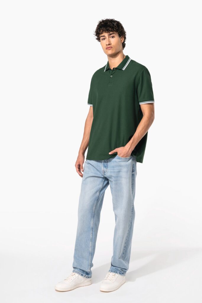 Polo homme manches courtes à liserés contrastés