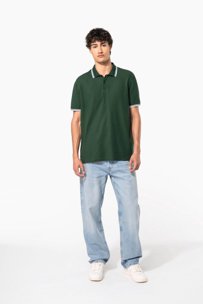 Polo homme manches courtes à liserés contrastés