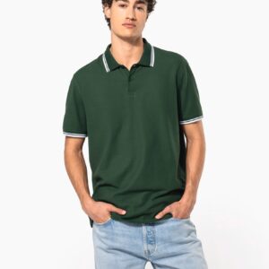 Polo homme manches courtes à liserés contrastés