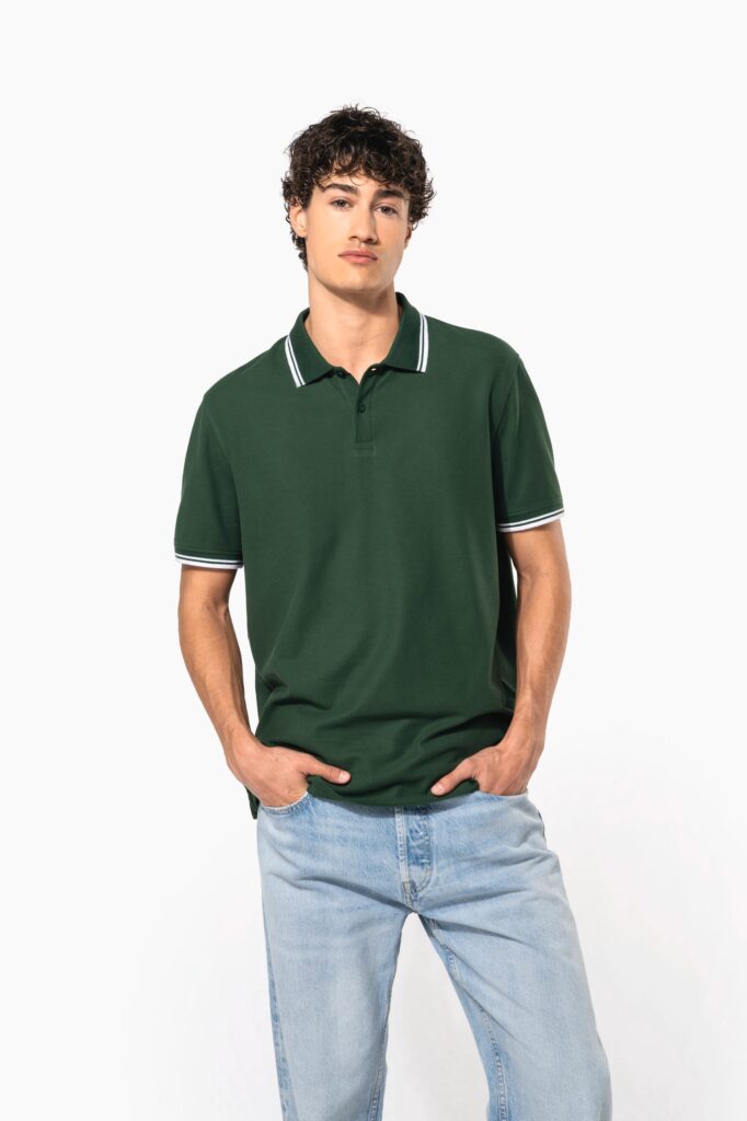 Polo homme manches courtes à liserés contrastés