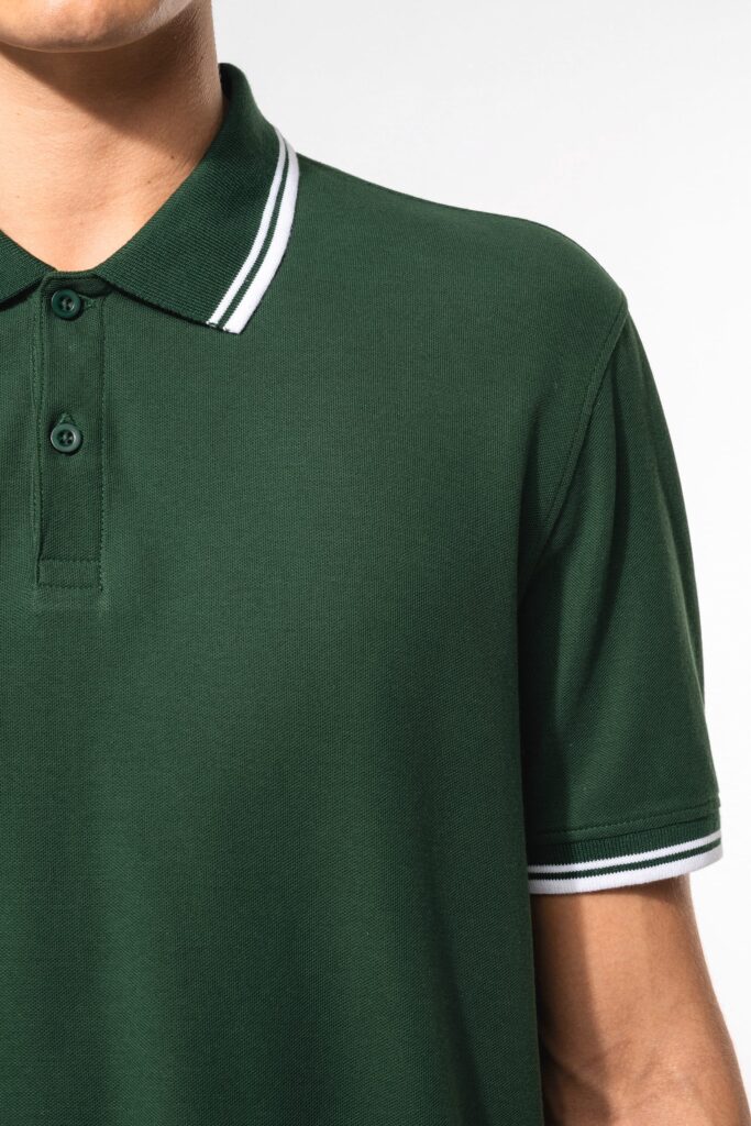 Polo homme manches courtes à liserés contrastés