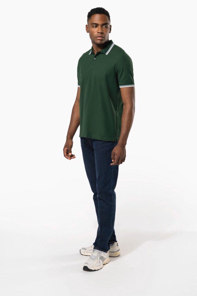 Polo homme manches courtes à liserés contrastés