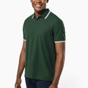 Polo homme manches courtes à liserés contrastés