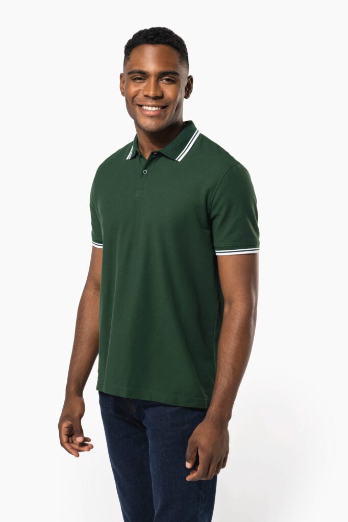 Polo homme manches courtes à liserés contrastés