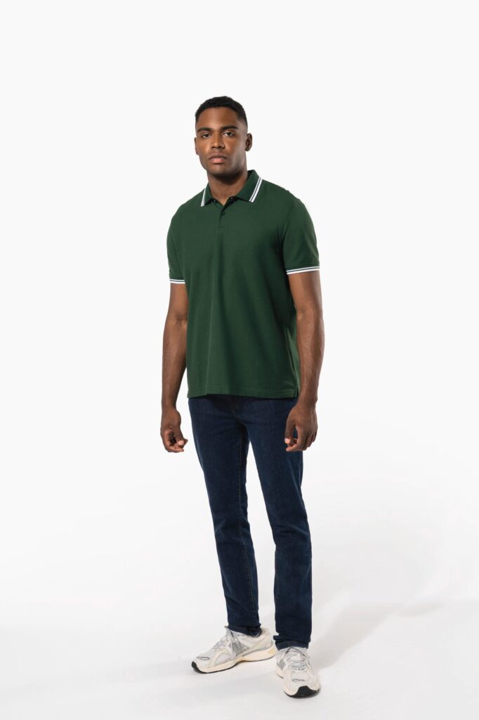 Polo homme manches courtes à liserés contrastés
