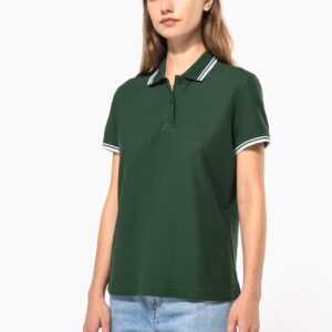 Polo femme manches courtes à liserés contrastés