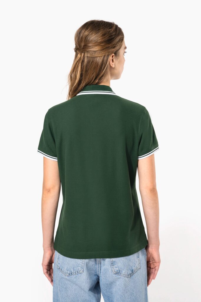 Polo femme manches courtes à liserés contrastés