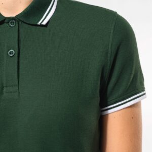 Polo femme manches courtes à liserés contrastés