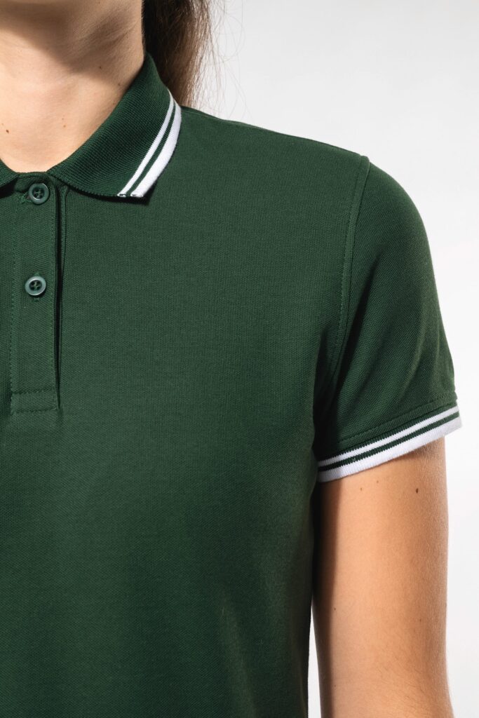 Polo femme manches courtes à liserés contrastés