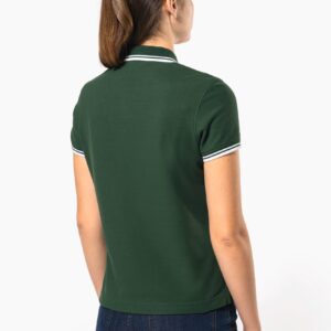 Polo femme manches courtes à liserés contrastés