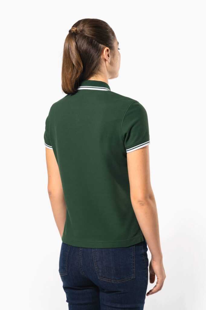 Polo femme manches courtes à liserés contrastés