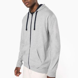 Sweat-shirt zippé à capuche contrastée homme