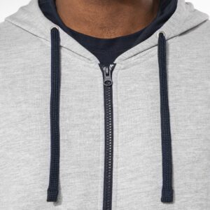 Sweat-shirt zippé à capuche contrastée homme