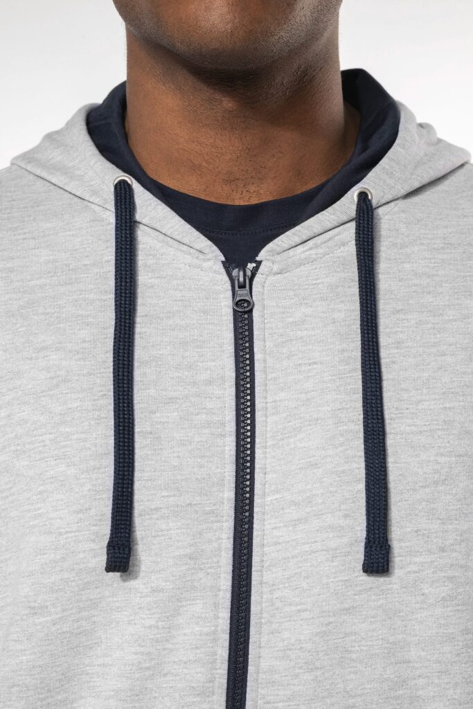 Sweat-shirt zippé à capuche contrastée homme