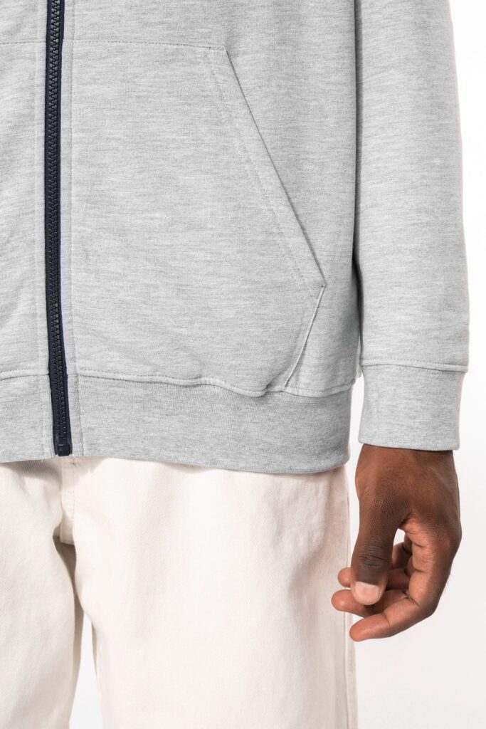 Sweat-shirt zippé à capuche contrastée homme