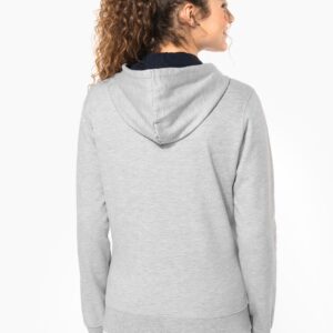 Sweat-shirt zippé capuche contrastée femme