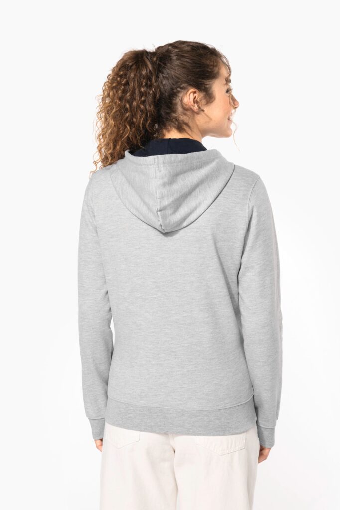 Sweat-shirt zippé capuche contrastée femme