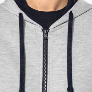Sweat-shirt zippé capuche contrastée femme
