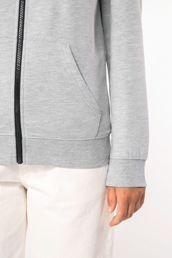 Sweat-shirt zippé capuche contrastée femme