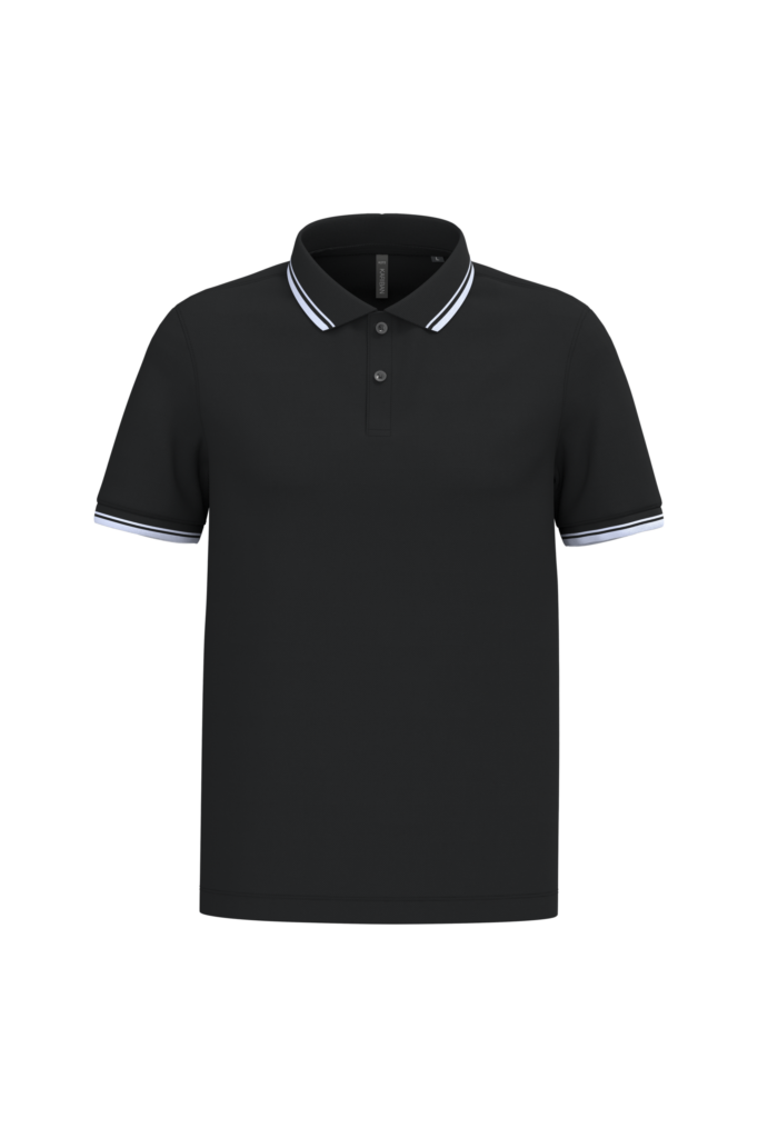 Polo homme manches courtes à liserés contrastés