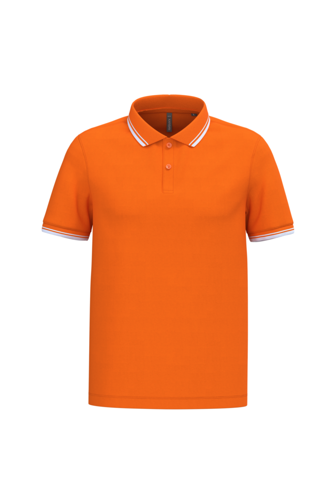 Polo homme manches courtes à liserés contrastés