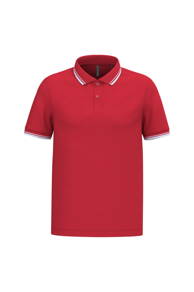 Polo homme manches courtes à liserés contrastés