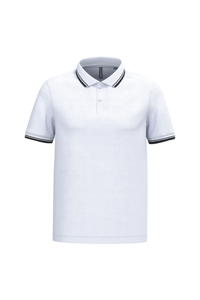 Polo homme manches courtes à liserés contrastés