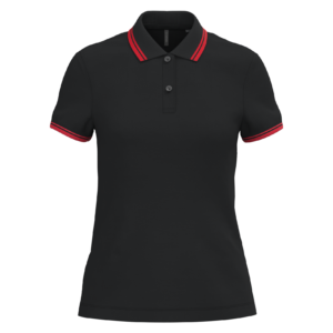 Polo femme manches courtes à liserés contrastés