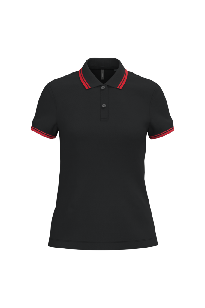 Polo femme manches courtes à liserés contrastés