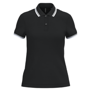 Polo femme manches courtes à liserés contrastés