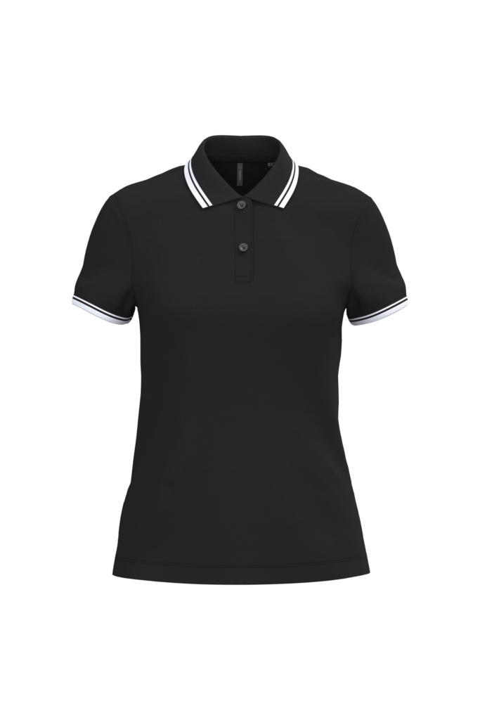 Polo femme manches courtes à liserés contrastés