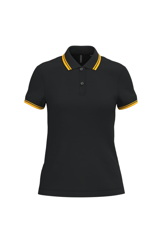 Polo femme manches courtes à liserés contrastés