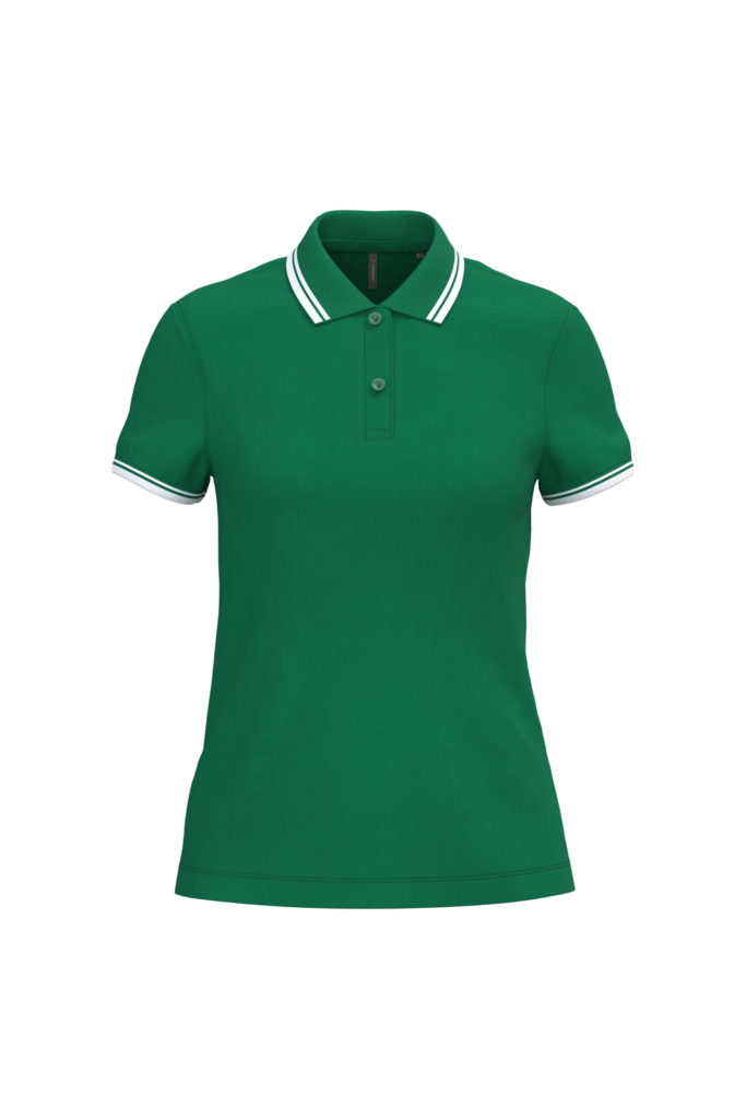 Polo femme manches courtes à liserés contrastés