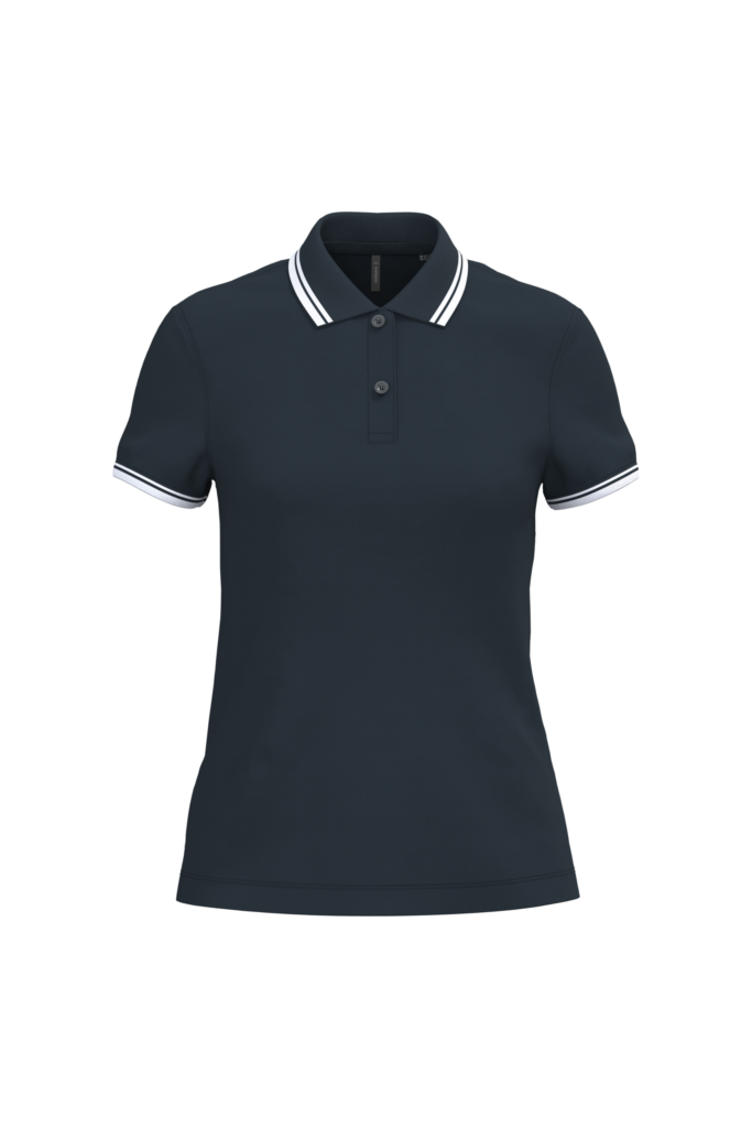 Polo femme manches courtes à liserés contrastés