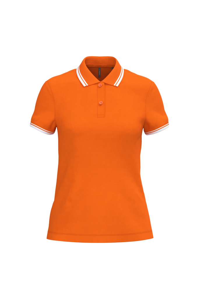 Polo femme manches courtes à liserés contrastés