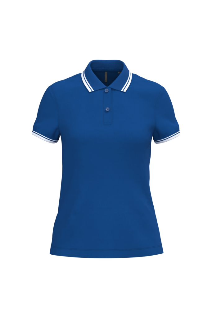 Polo femme manches courtes à liserés contrastés