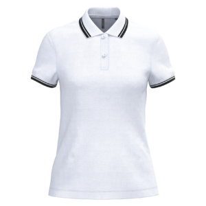 Polo femme manches courtes à liserés contrastés