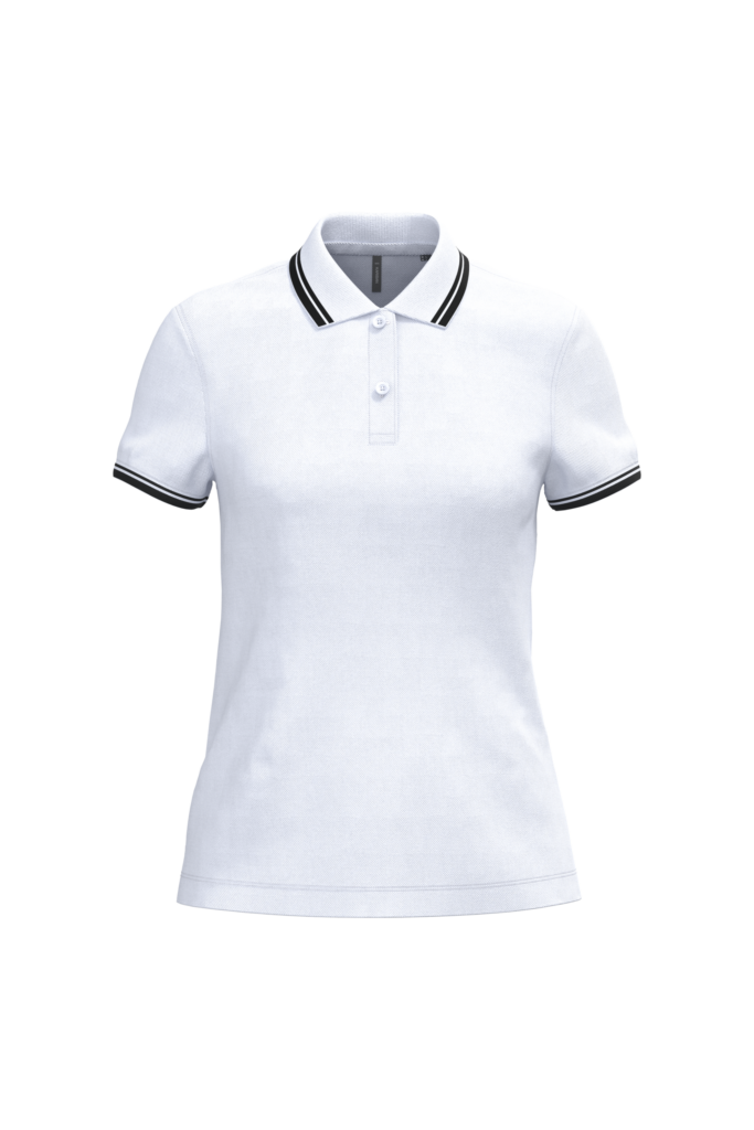 Polo femme manches courtes à liserés contrastés