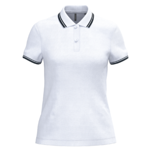 Polo femme manches courtes à liserés contrastés