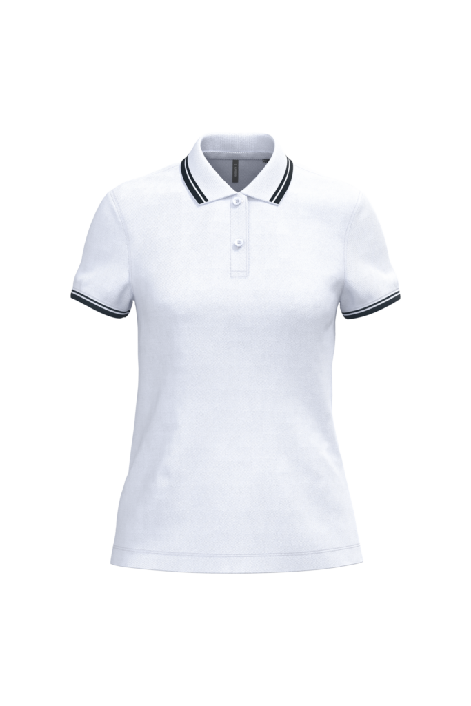 Polo femme manches courtes à liserés contrastés