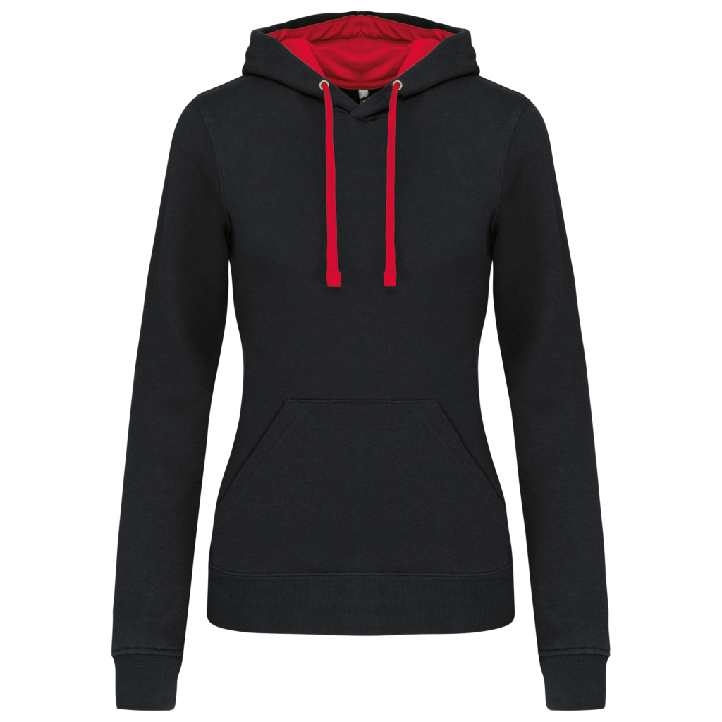 Sweat-shirt capuche contrastée femme