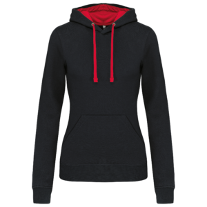 Sweat-shirt capuche contrastée femme
