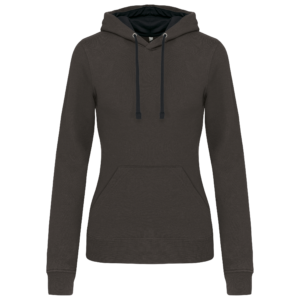 Sweat-shirt capuche contrastée femme