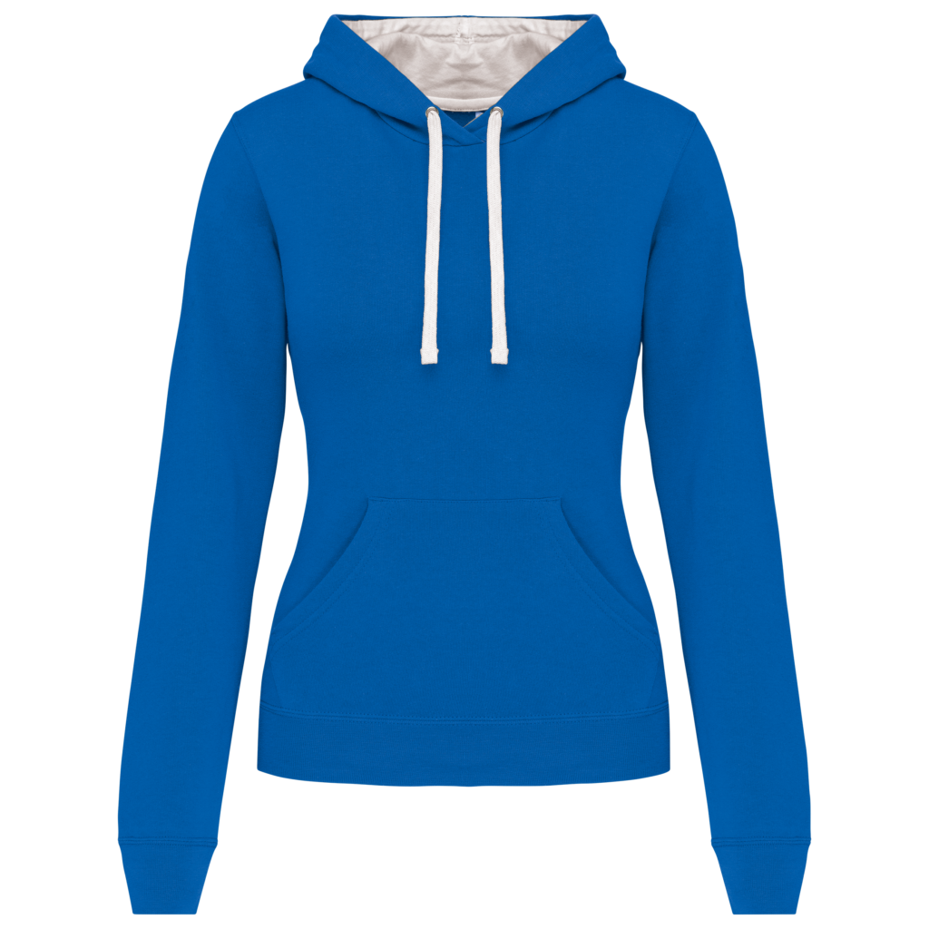 Sweat-shirt capuche contrastée femme