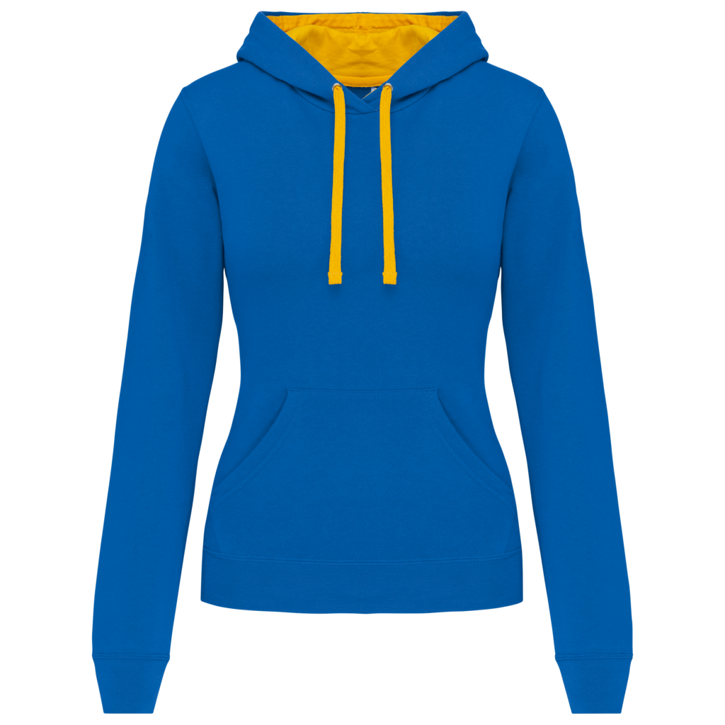 Sweat-shirt capuche contrastée femme