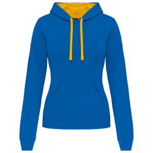 Sweat-shirt capuche contrastée femme