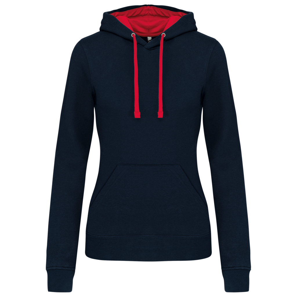 Sweat-shirt capuche contrastée femme