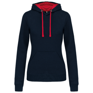 Sweat-shirt capuche contrastée femme